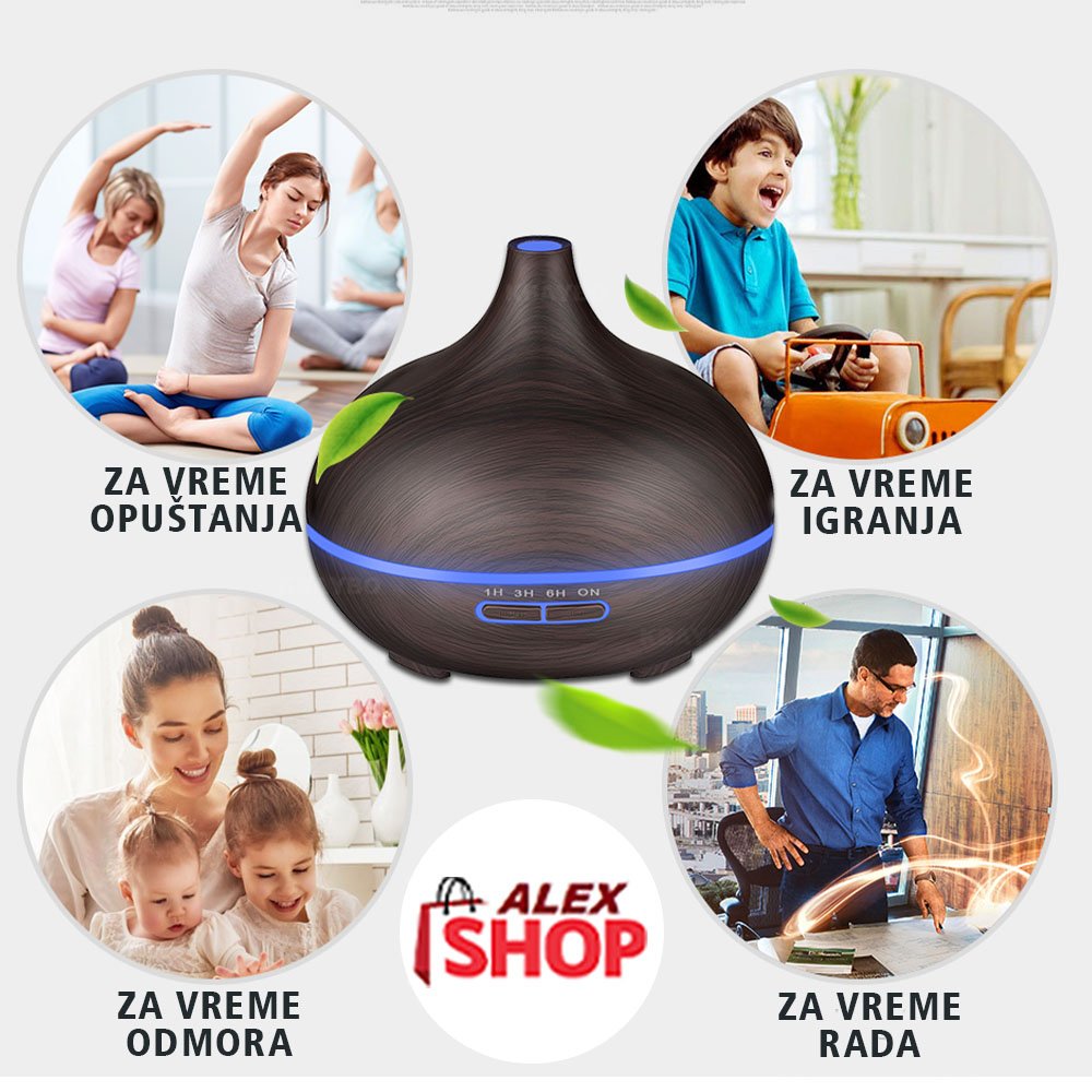 Aromatični difuzer – 7 LED lampa – Aromaterapija i PREČIŠĆIVAČ VAZDUHA